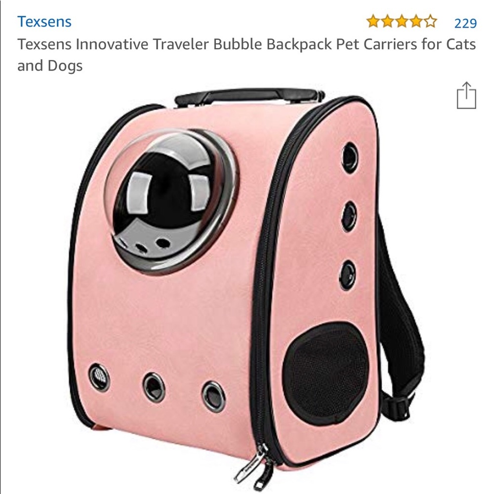 Bubble Backpack Travel Pet Carrier Cat or Dog Pink